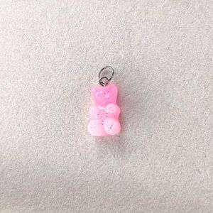 Bubblegum Pink Glitter Gummy Bear Charm – Resin Candy Bear Pendant